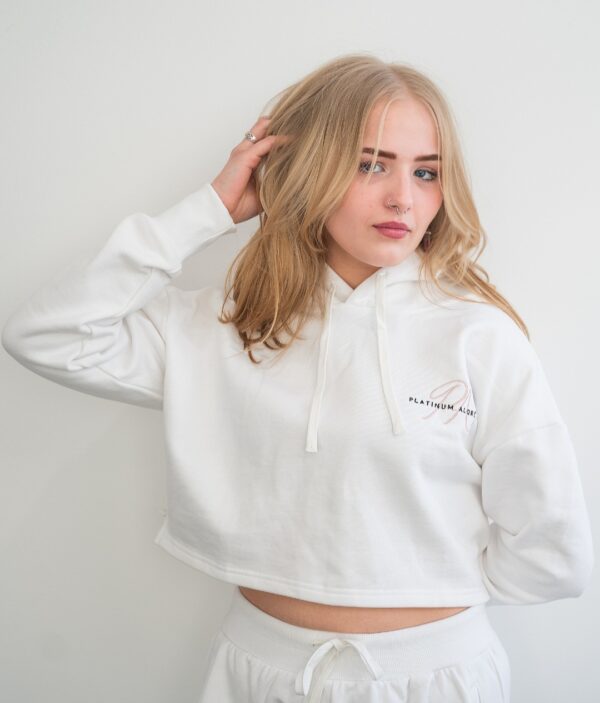 Platinum Aloré White Cropped Hoodie - 38% OFF